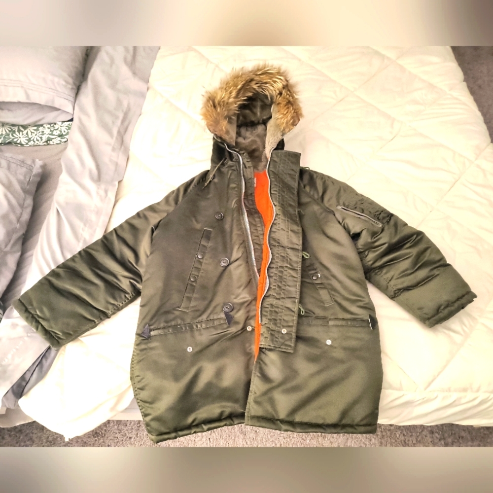 Vintage N-3B Green Military Flying Jacket Golden Fleece Mens Size 44